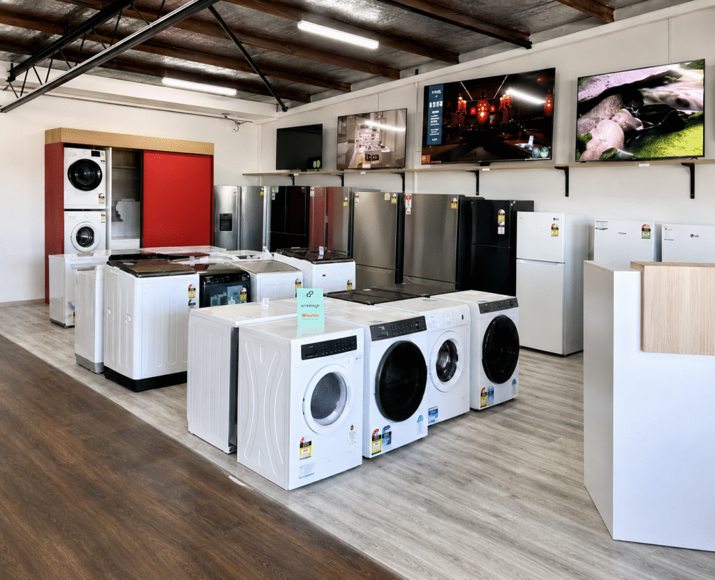 modern appliance showroom with clean design