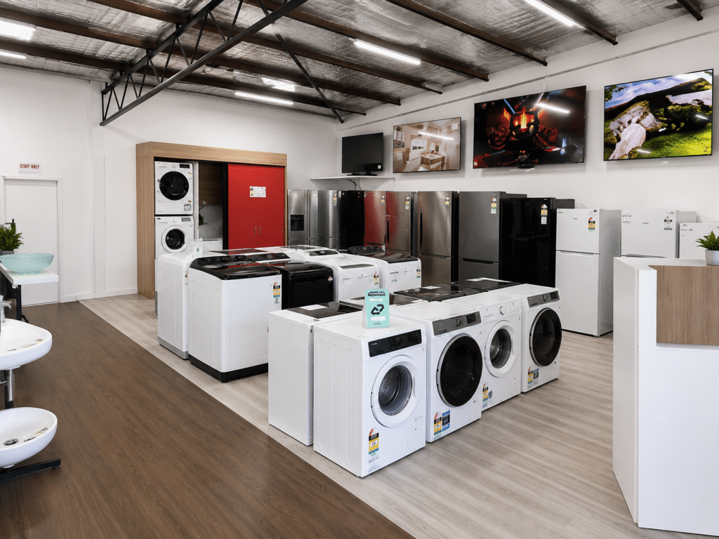 modern appliance showroom with sleek displays
