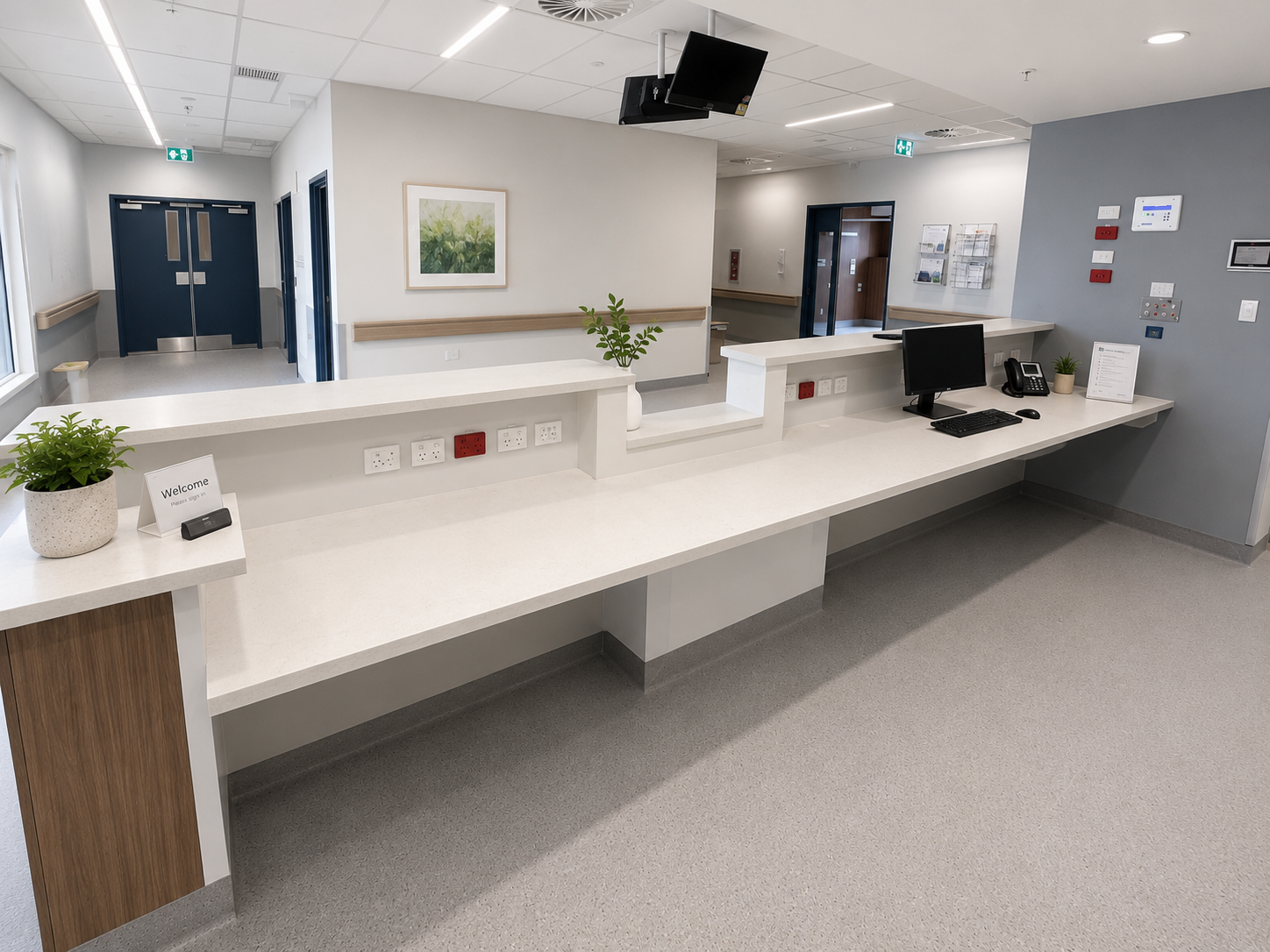 modern healthcare reception with minimalist design