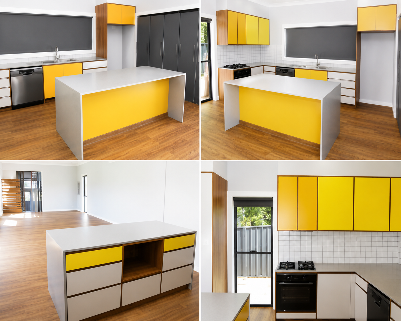modern kitchen with bold yellow accents
