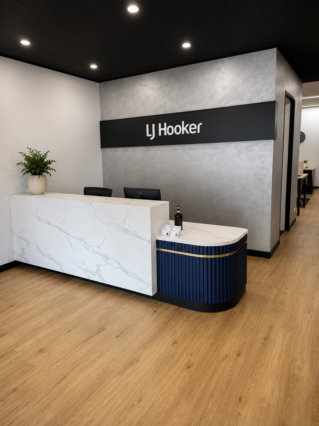 sleek and modern office reception