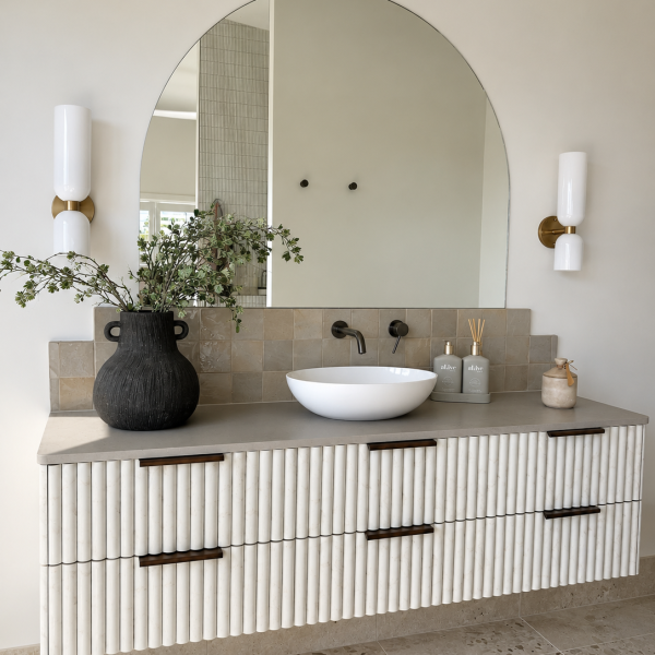 Kootingal Tamworth Kitchens - New Tops and Splashback bathroom with floating vanity