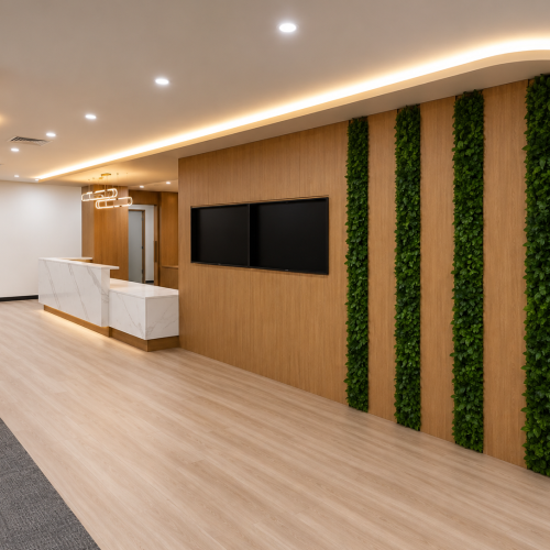 My GP Tamworth green wall in office space