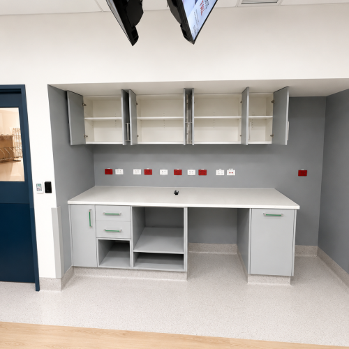 Gunnedah Hospital modern clinical workspace with cabinets and displays