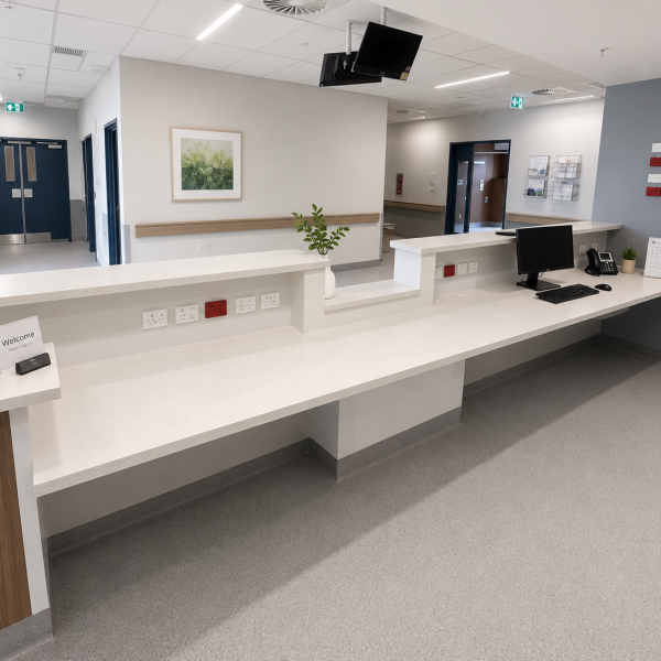 Anderson St Kitchens modern healthcare reception with minimalist design
