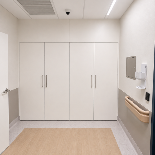 Gunnedah Hospital modern hospital corridor with cabinets