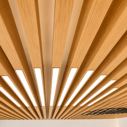 modern wooden slatted ceiling details